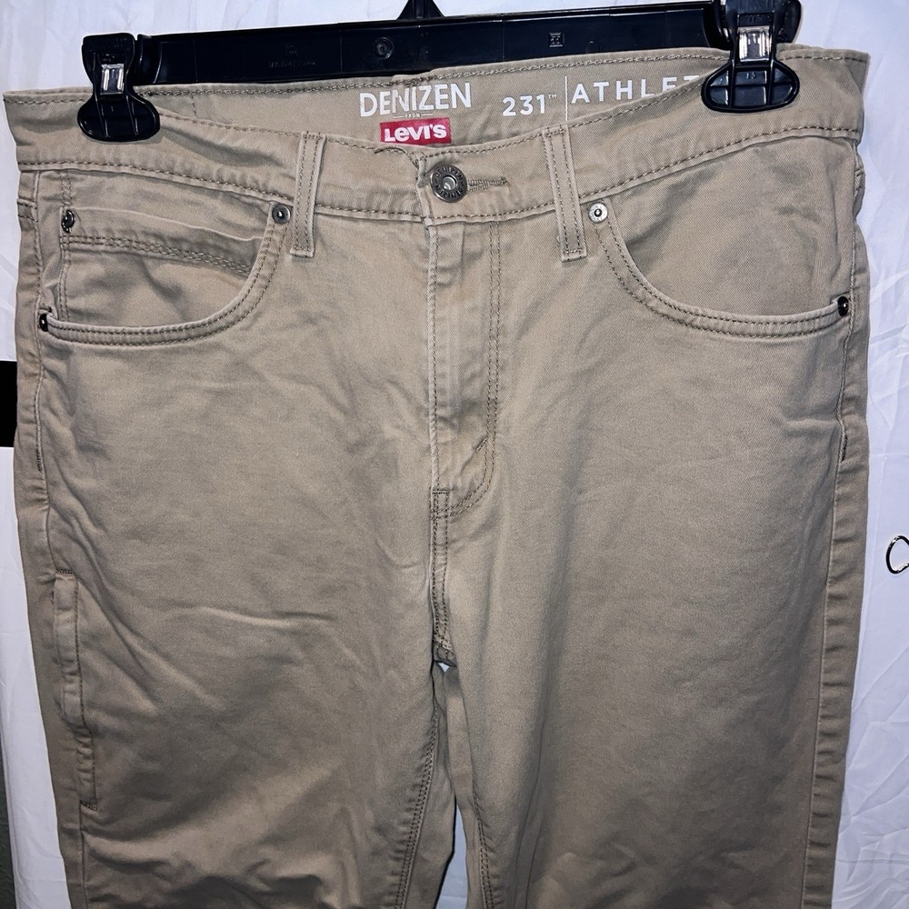 Denizen Levi's 231 Athletic Fit Khaki 32x30 Pants Mens Zip Utility Stretch